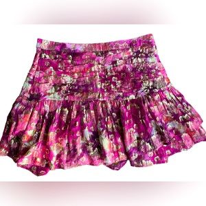 LoveShackFancy Ruffle Mini Skirt Magenta, Pink and Shimmery Gold size 2